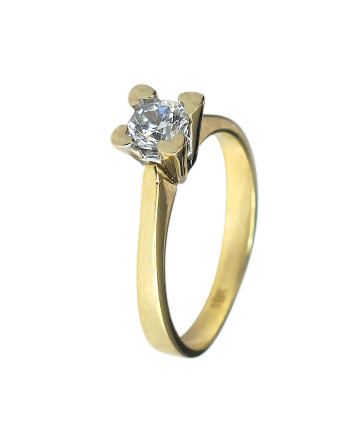 Anillo Piedra Redonda y Corazones 18K