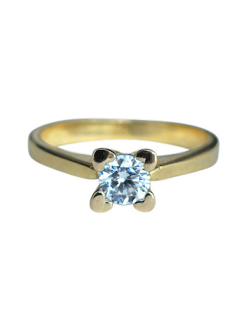 Anillo Piedra Redonda y Corazones 18K