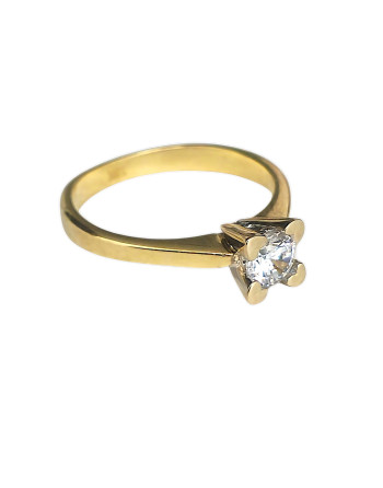 Anillo Piedra Redonda y Corazones 18K