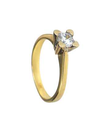 Anillo Piedra Redonda y Corazones 18K